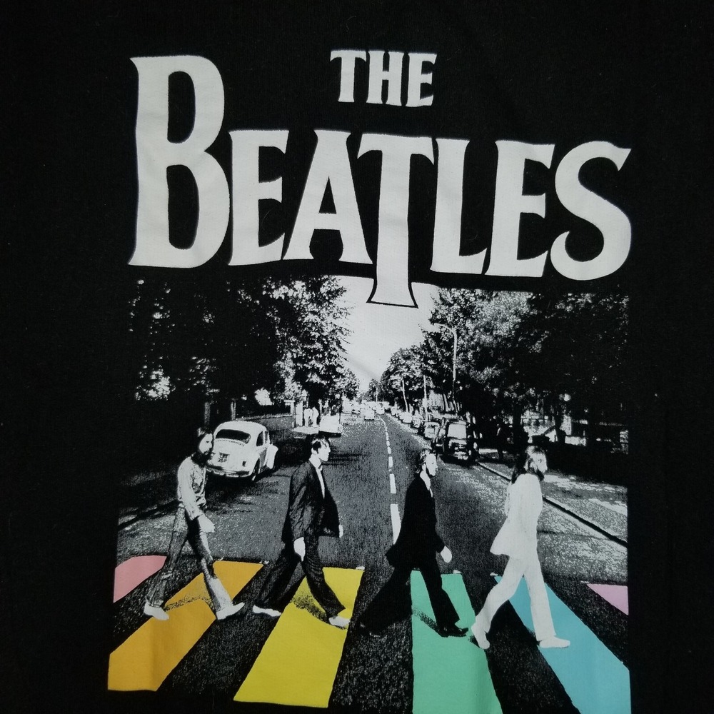 THE BEATLES Abbey Road In Color Band Medium (7-8) Black Crewneck Sweatshirt